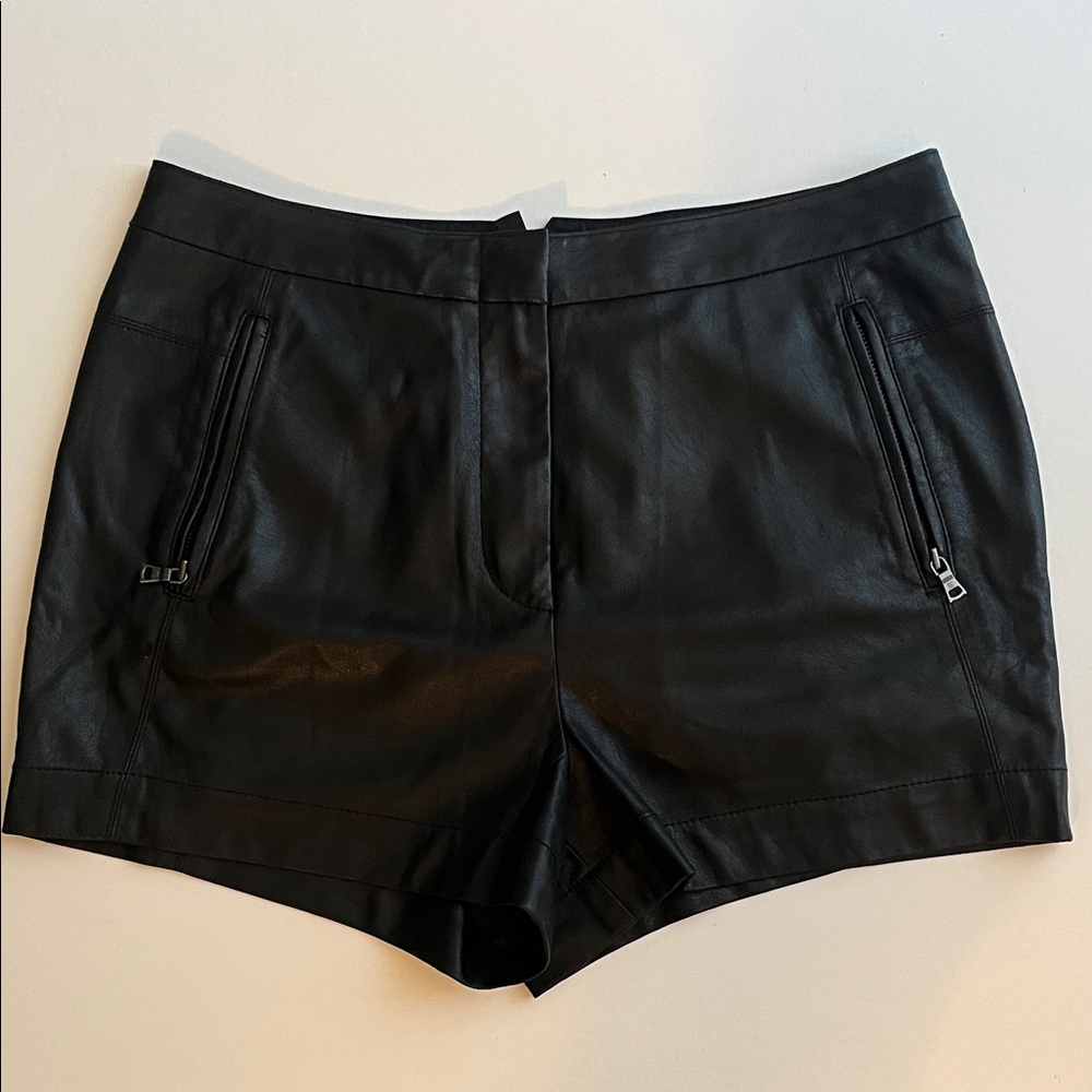 BCBGMaxAzria Black High Waist Faux-Leather Shorts